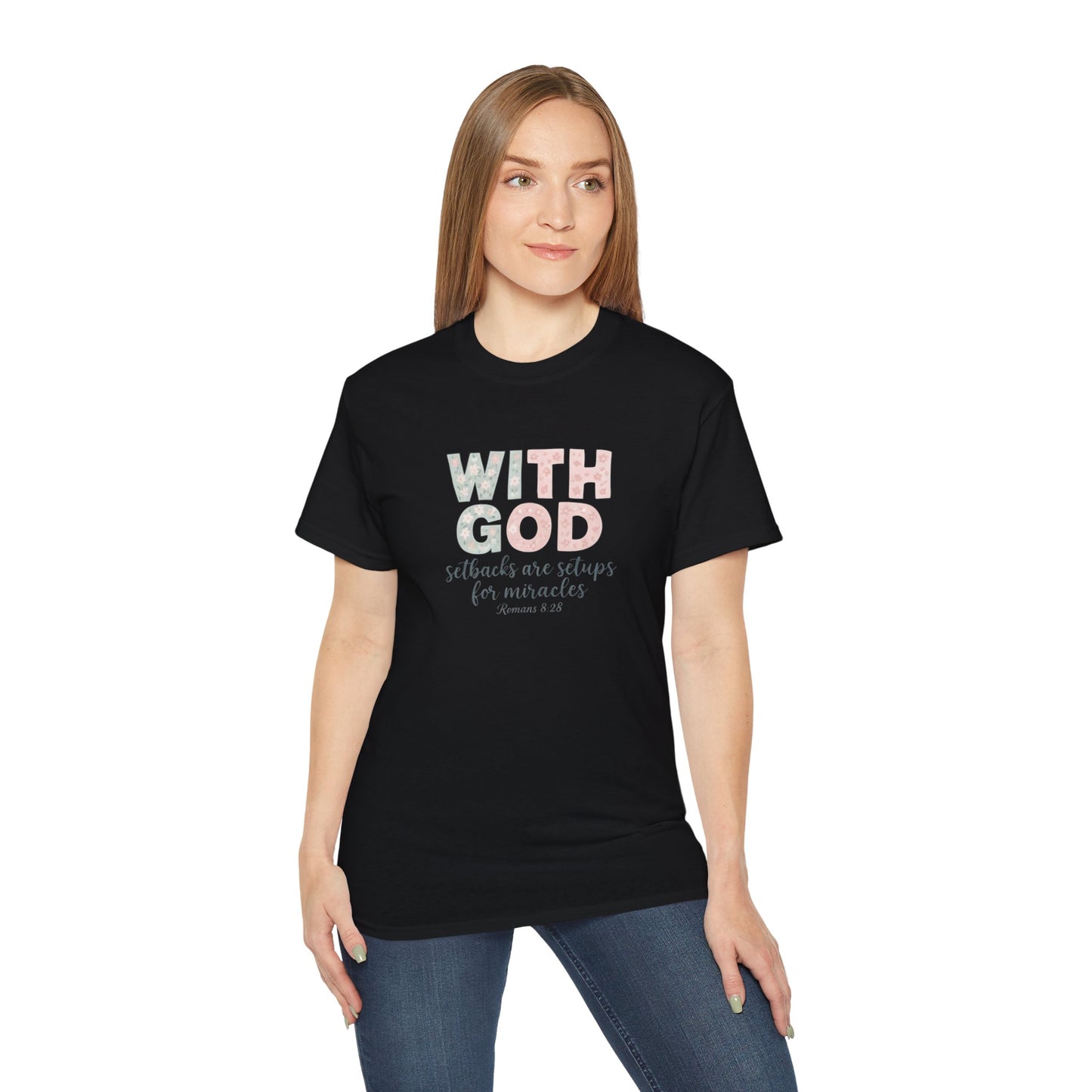 Inspirational Unisex Cotton Tee: "With God All Things Are Possible" - Faith, Gift, Encouragement, Casual Wear, Everyday Inspiration