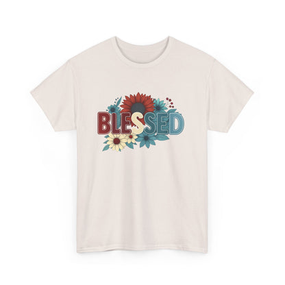 Blessed Floral Unisex Heavy Cotton Tee, Inspirational Shirt, Spring Fashion, Gift for Her, Casual Outfit, Everyday Wear