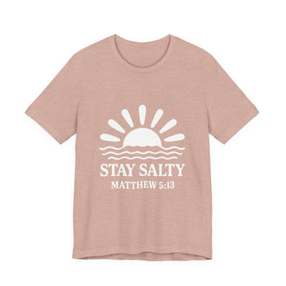 Stay Salty Unisex Short Sleeve Tee - Perfect for Beach Days, Casual Outings, Gifts, Summer Vibes, Bible Verse Apparel