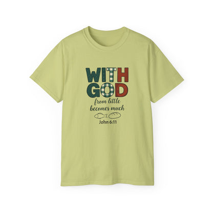 Inspirational Unisex Tee - 'With God, From Little Becomes Much' - Faith T-Shirt, Christian Apparel, Gift for Believers, Religious Tee, [...]