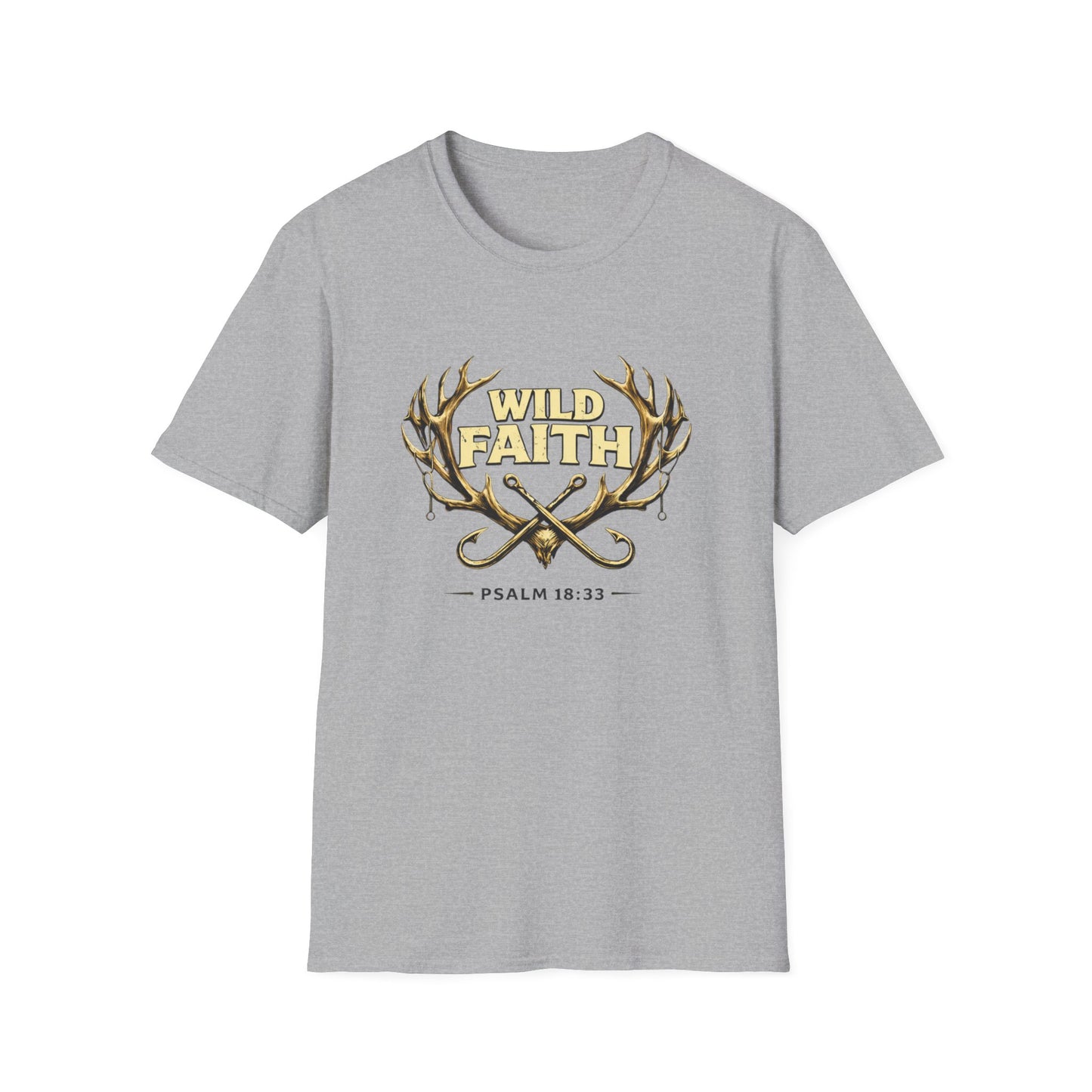 Wild Faith T-Shirt — Psalm 18:33 Antler Christian Graphic Tee