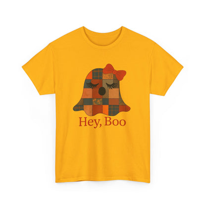 Hey Boo Halloween Tee, Unisex Cotton Shirt for Ghost Lovers, Spooky Apparel, Cute Halloween Gift, Trick or Treat Shirt
