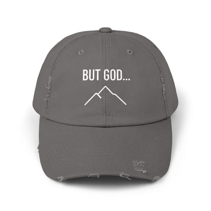 Unisex Distressed Cap with Inspirational Quote , Mountain Theme, Perfect for Outdoors, Gifts, Casual Wear, Faith-Based Apparel