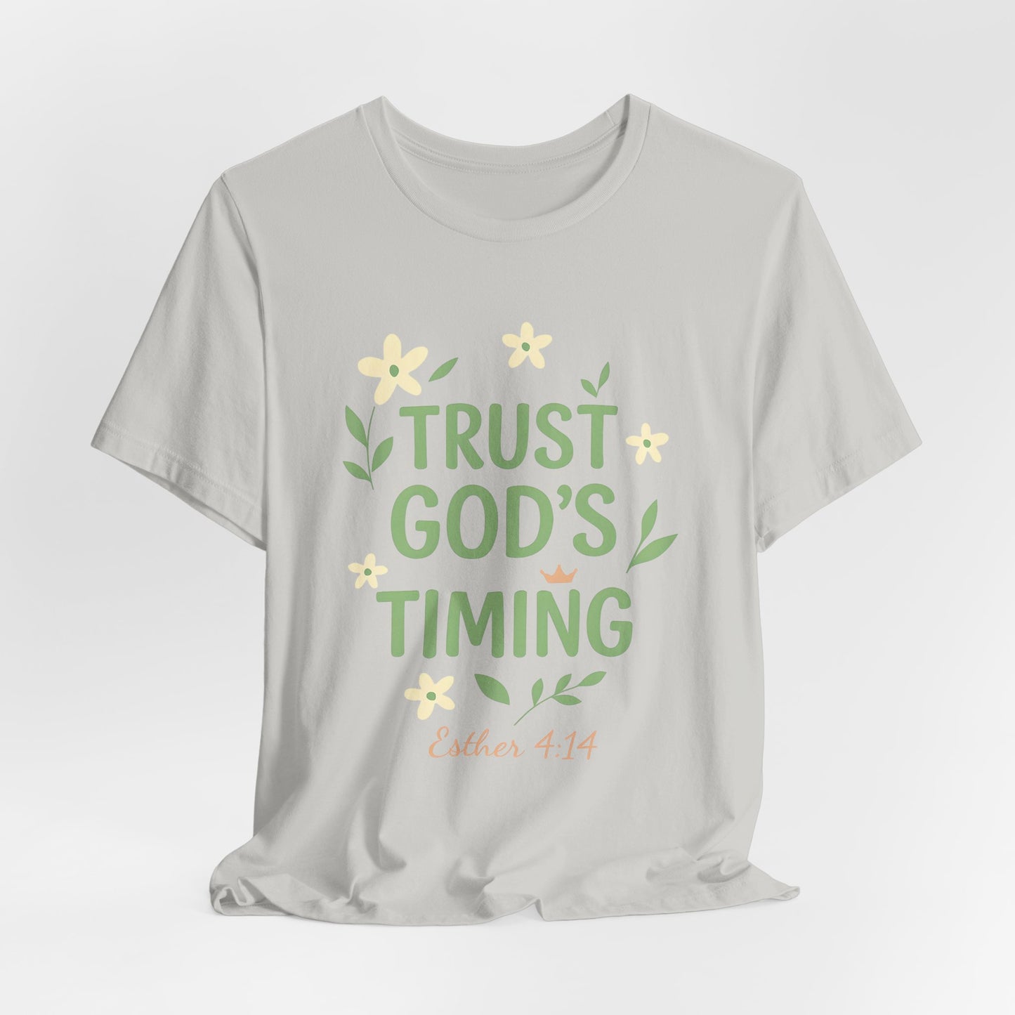 Trust God's Timing Tee, Inspirational Short Sleeve Shirt, Faith-Based Apparel, Gift for Believers, Bible Verse Tee, Everyday Wear