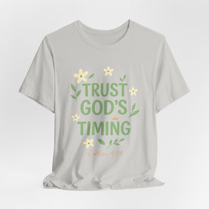 Trust God's Timing Tee, Inspirational Short Sleeve Shirt, Faith-Based Apparel, Gift for Believers, Bible Verse Tee, Everyday Wear