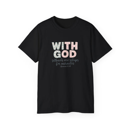 Inspirational Unisex Cotton Tee: "With God All Things Are Possible" - Faith, Gift, Encouragement, Casual Wear, Everyday Inspiration