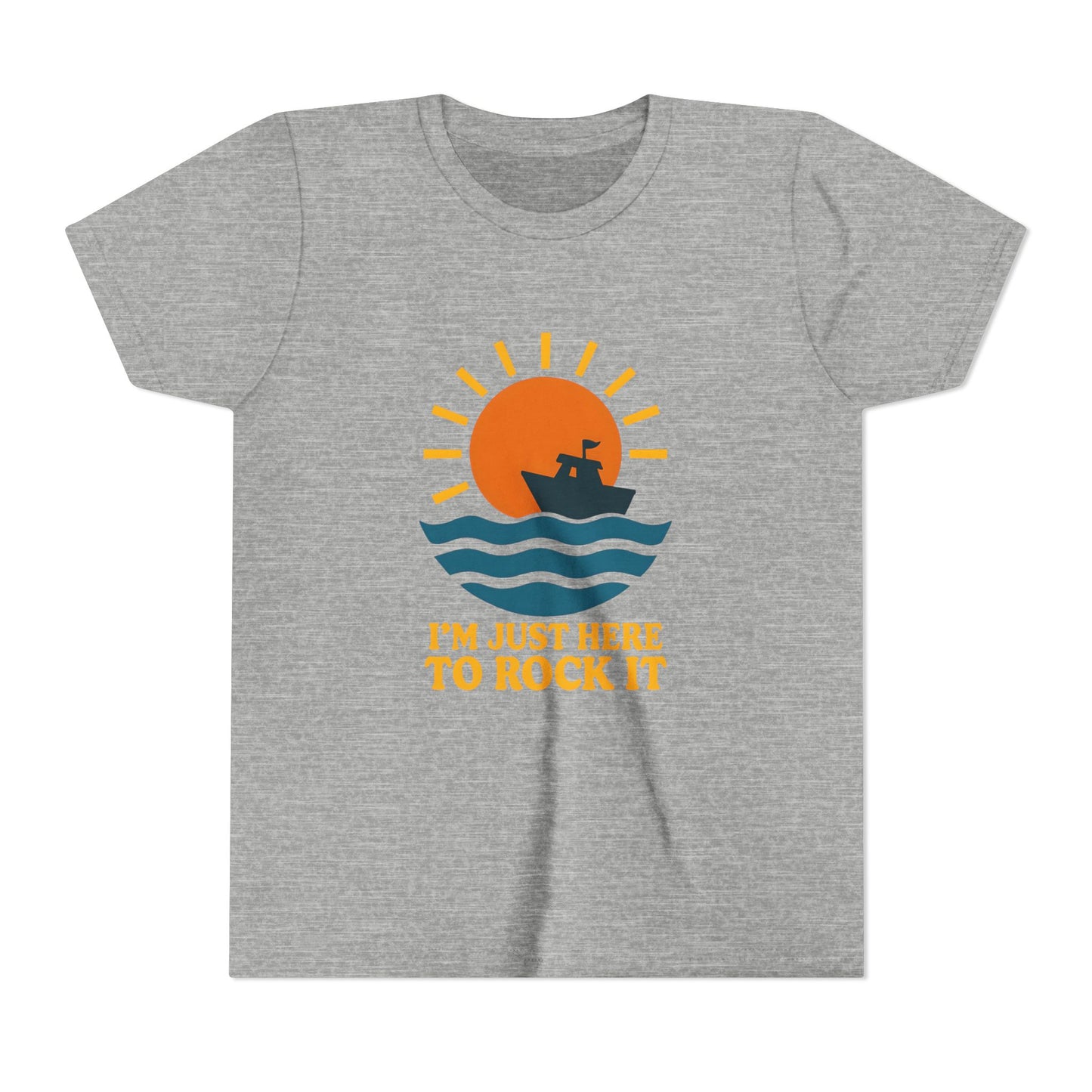 Youth Short Sleeve Tee - I'm Just Here to Rock It, Fun Summer Shirt, Kid's Beach Tee, Gift for Young Explorers, Adventure Outfit