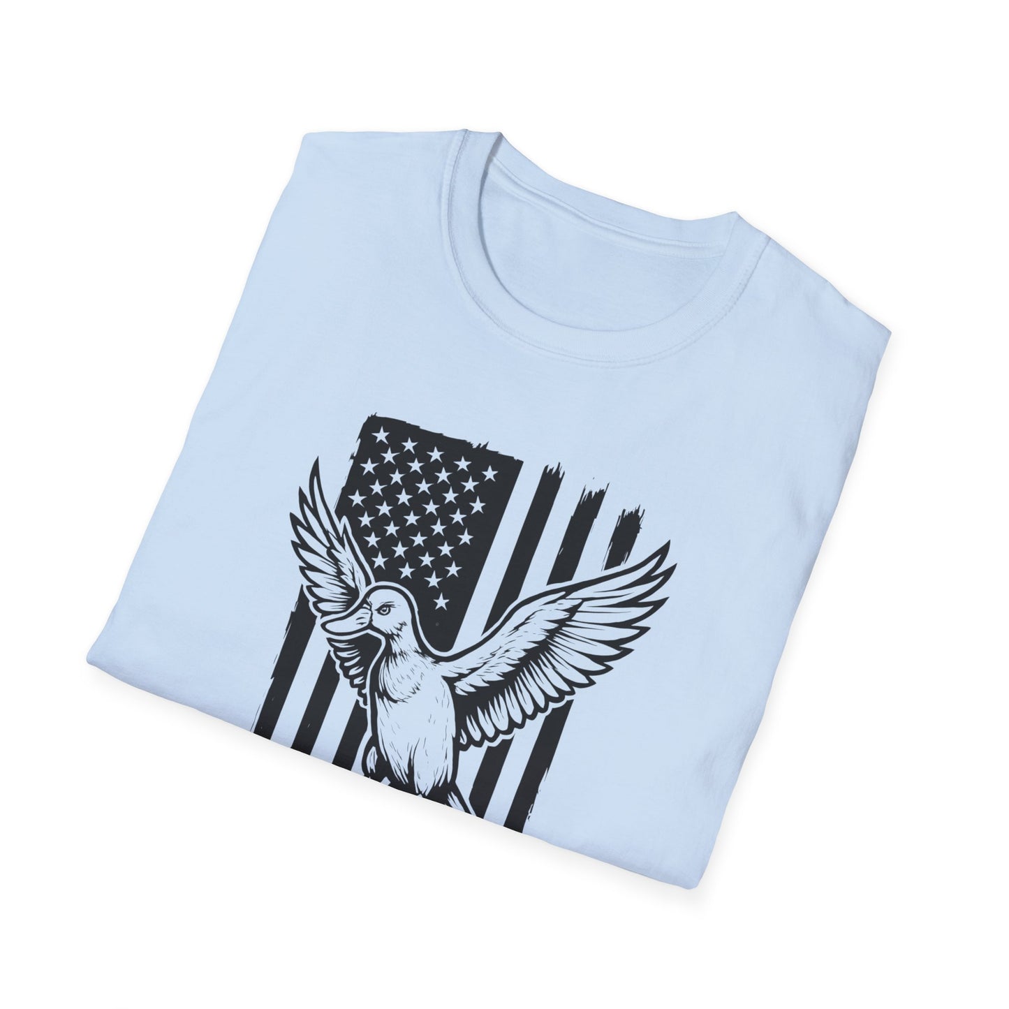 Patriotic Duck T-Shirt - Unisex Softstyle Tee, Perfect for Independence Day, Casual Wear, Gifts for Bird Lovers, USA Pride Apparel