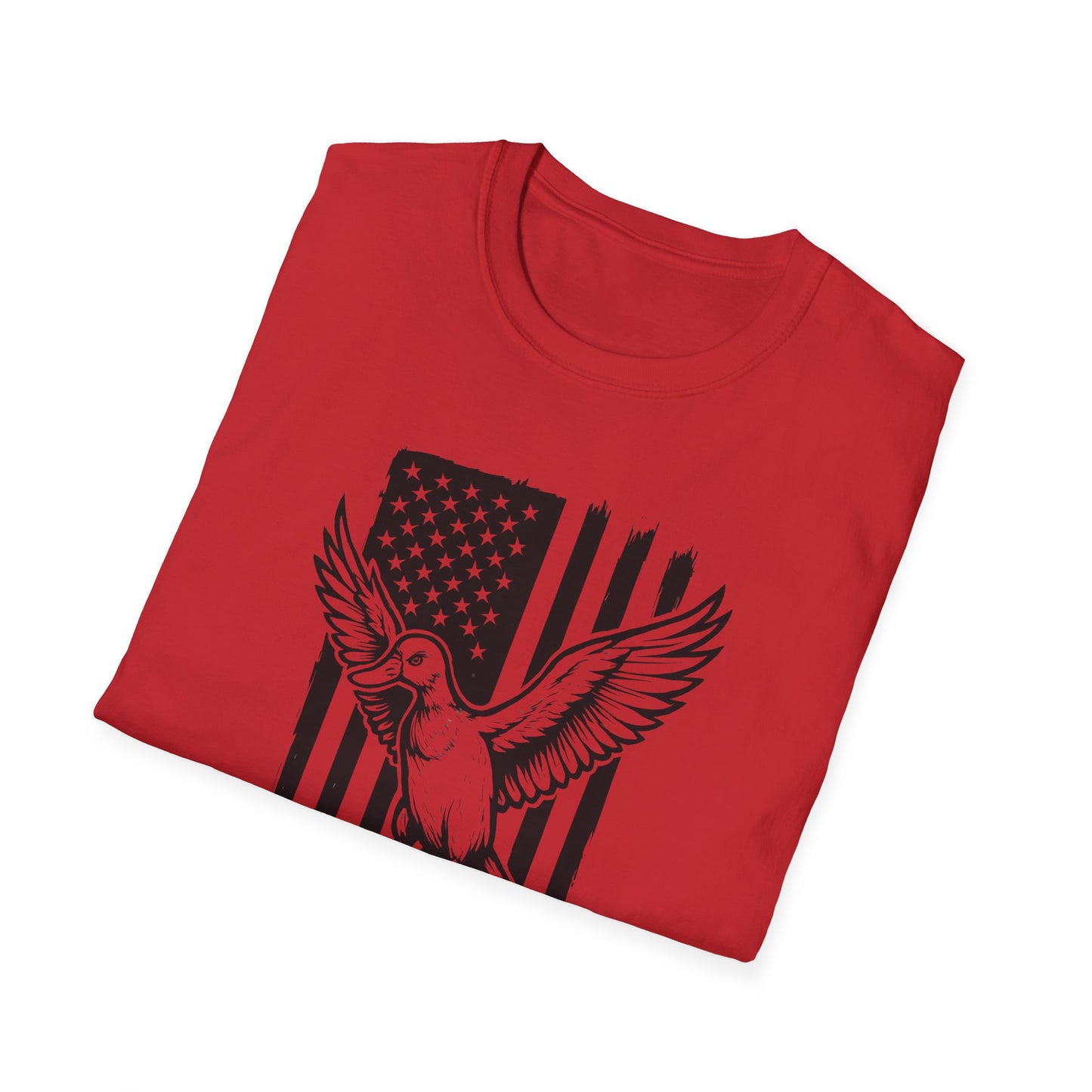 Patriotic Duck T-Shirt - Unisex Softstyle Tee, Perfect for Independence Day, Casual Wear, Gifts for Bird Lovers, USA Pride Apparel