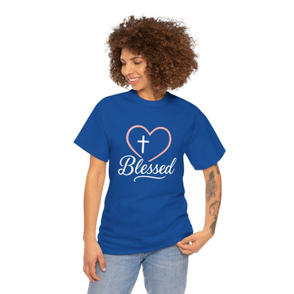 Blessed Unisex Heavy Cotton Tee - Faith T-Shirt, Christian Apparel, Gift for Her, Inspirational Shirt, Everyday Wear