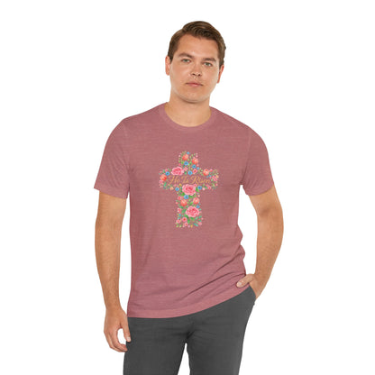 Floral Cross T-Shirt — Vintage Rose Faith Tee