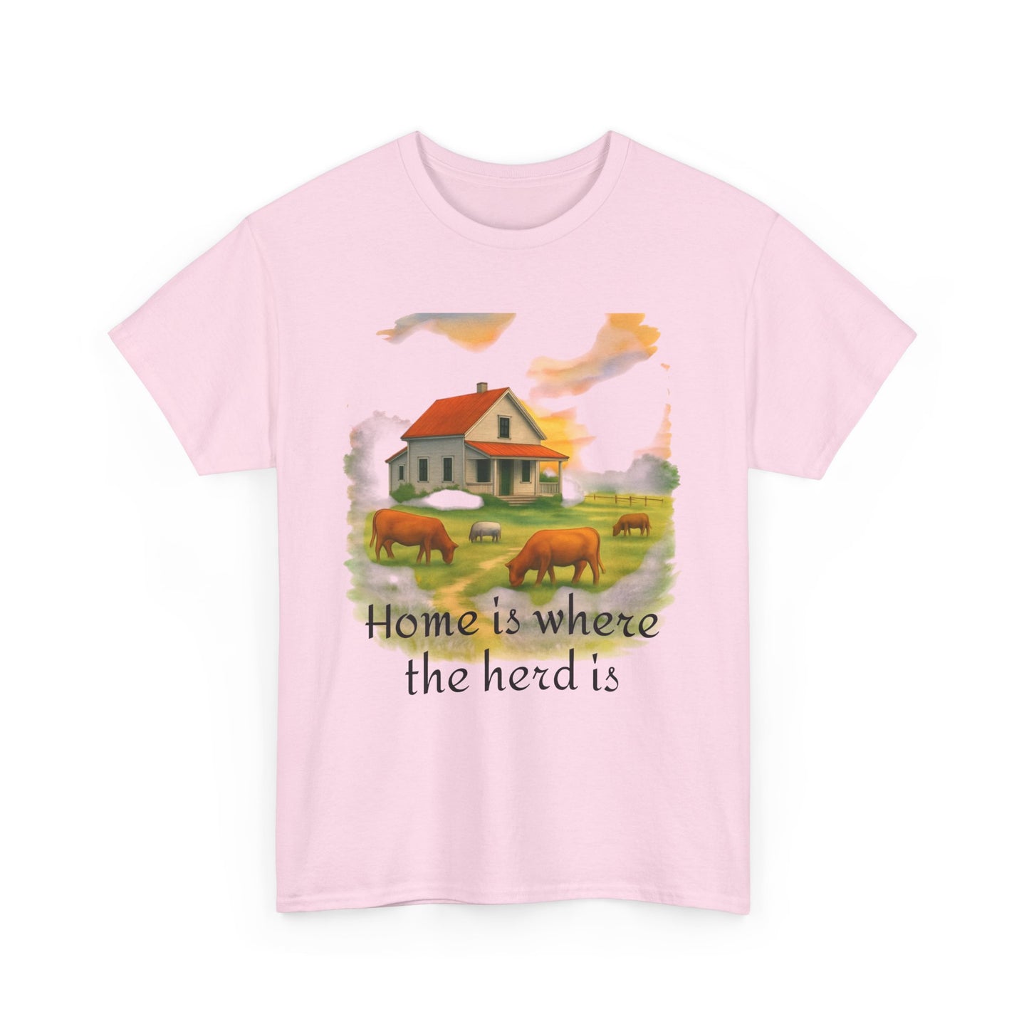 Home is Where the Herd Is Tee, Unisex Cotton Tee, Farmhouse Style Shirt, Gift for Animal Lovers, Casual Wear, Country Life Apparel