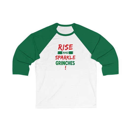 Grinch Baseball Tee - "Rise and Sparkle Grinches" Holiday Raglan