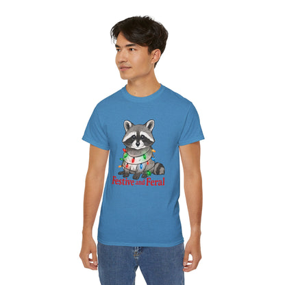 Festive and Feral Raccoon Christmas Tee