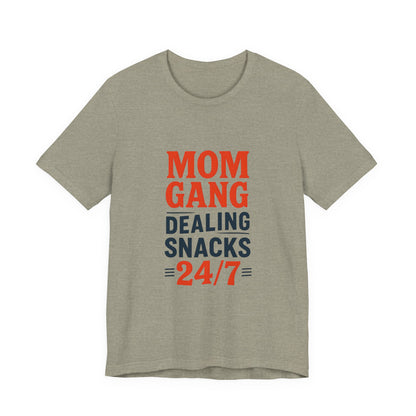 Mom Gang Snacks 24/7 Tee - Fun Unisex Jersey Tee, Perfect for Moms, Gift for Mother's Day, Casual Wear, Snack Lover's Apparel