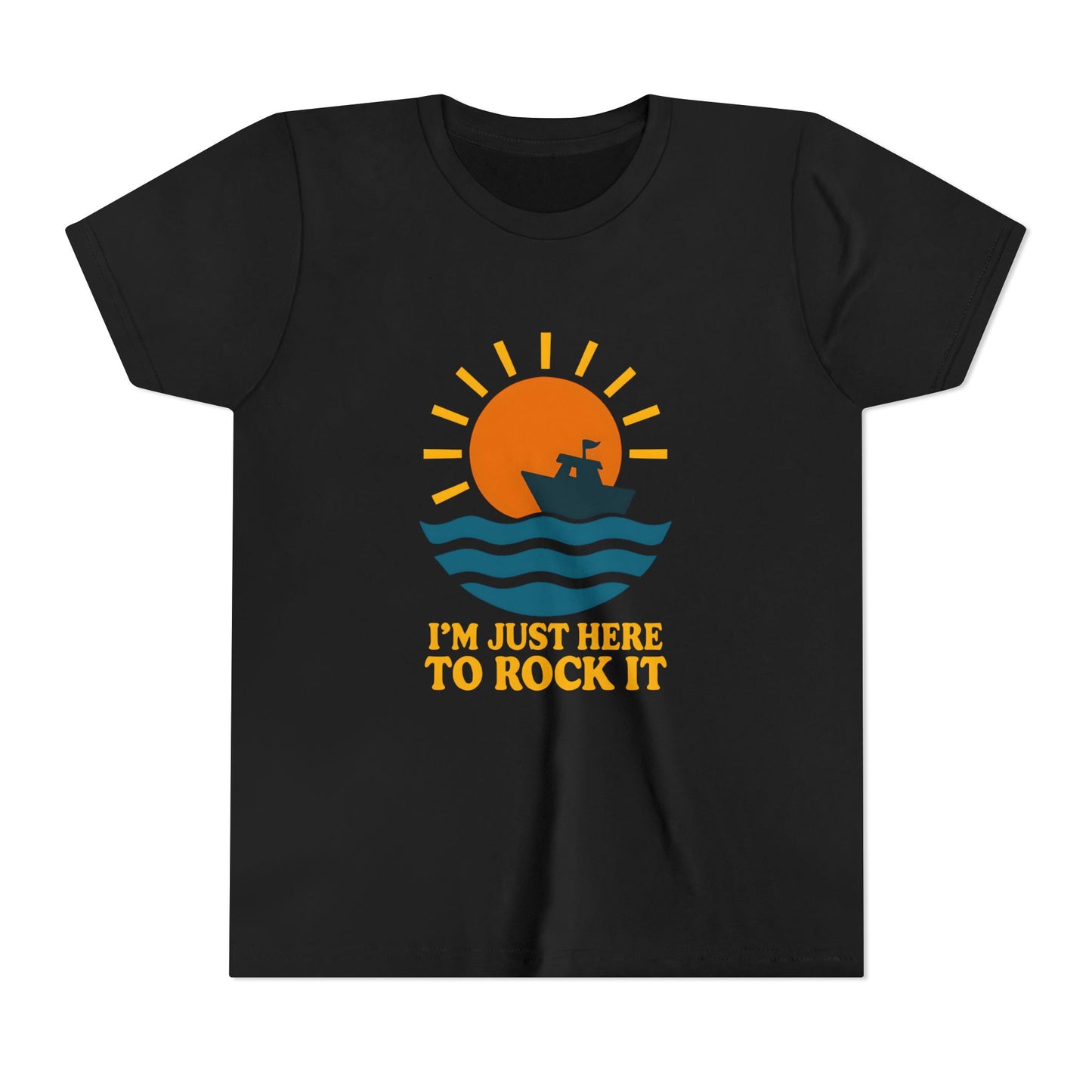 Youth Short Sleeve Tee - I'm Just Here to Rock It, Fun Summer Shirt, Kid's Beach Tee, Gift for Young Explorers, Adventure Outfit