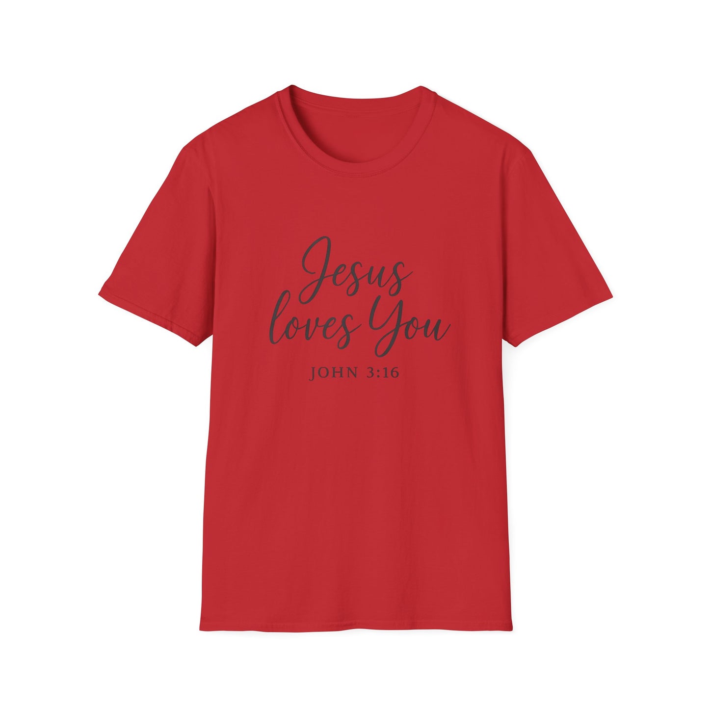 Faith-Inspired Unisex Softstyle T-Shirt | Jesus Loves You | Christian Apparel, Gift, Devotional Wear, Casual Tee