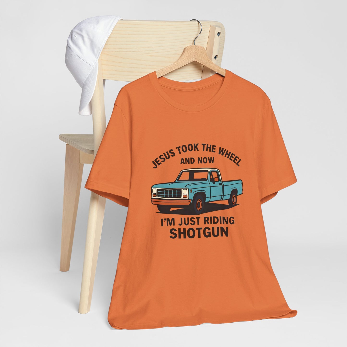 Jesus Took the Wheel Tee, Funny Christian Shirt, Shotgun Humor T-Shirt, Gift for Car Lovers, Casual Faith-Based Apparel