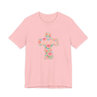Floral Cross T-Shirt — Vintage Rose Faith Tee