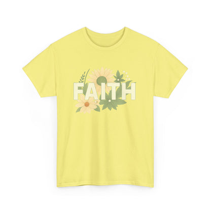 Faith-Inspired Unisex Heavy Cotton Tee | Floral Graphic Tee, Casual T-Shirt, Spiritual Gift, Everyday Wear, Nature Lover Shirt