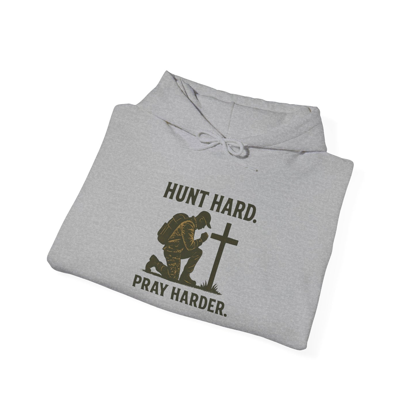 Hunt Hard Pray Hard Hoodie, Faith-Based Sweatshirt, Outdoor Enthusiast Gear, Gift for Hunters, Inspirational Apparel