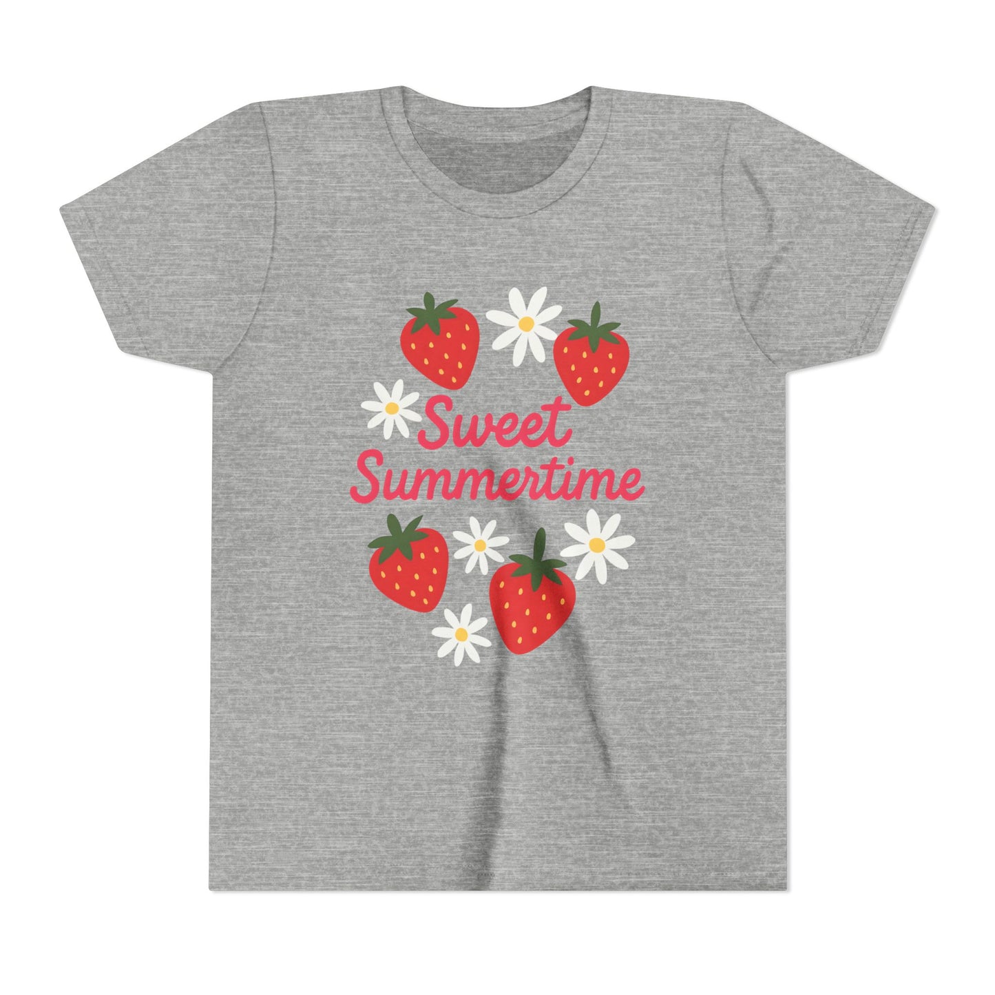 Sweet Summertime Youth Tee, Kids Summer Shirt, Strawberry Graphic Tee, Fun Gift for Children, Seasonal Apparel