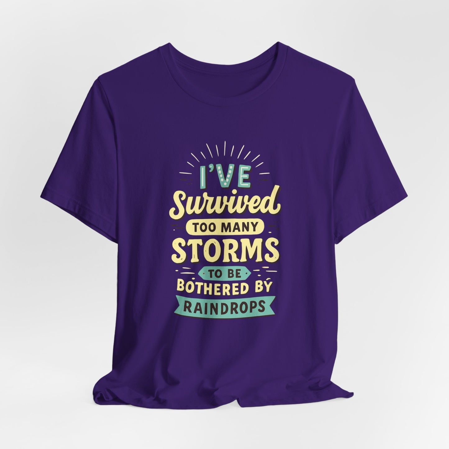 Survived Storms Tee: Motivational Unisex Jersey Tee, Inspirational Gift, Casual Wear, Self-Care Shirt, Empowerment Apparel