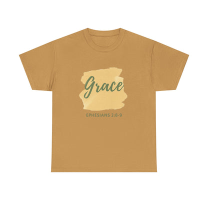 Inspiring Unisex Heavy Cotton Tee - Grace Ephesians 2:8-9, Christian Apparel, Faith-Based Gift, Everyday Wear, Relaxed Fit Tee