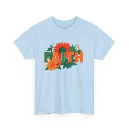 Floral Faith Unisex Heavy Cotton Tee - Inspirational Gift, Casual Wear, Positive Vibes, Everyday Comfort, Mother's Day Gift