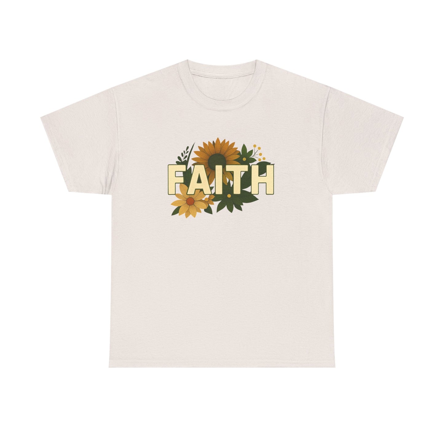 Faith Floral Unisex Tee, Inspirational Shirt for Everyday Wear, Sunflower Graphic Tee, Gift for Family and Friends, Faith-Based Apparel