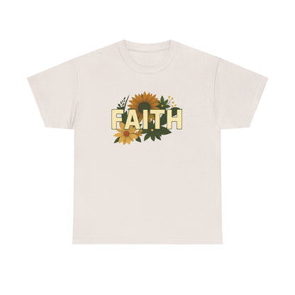 Faith Floral Unisex Tee, Inspirational Shirt for Everyday Wear, Sunflower Graphic Tee, Gift for Family and Friends, Faith-Based Apparel