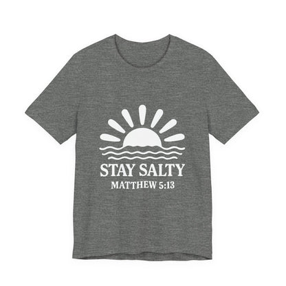 Stay Salty Unisex Short Sleeve Tee - Perfect for Beach Days, Casual Outings, Gifts, Summer Vibes, Bible Verse Apparel