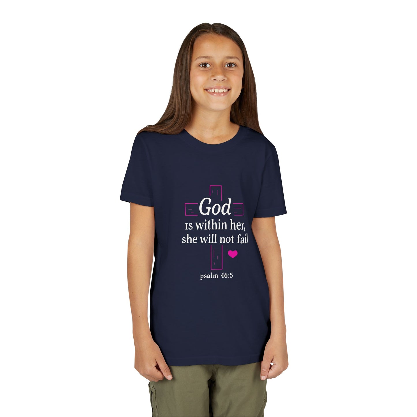 Christian Faith Youth Tee, Inspirational Shirt, Cross Design, Heart Graphic Tee, Gift for Teens, Religious Apparel