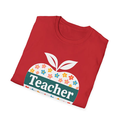 Teacher Appreciation Orange T-Shirt, Gift for Educators, School Spirit Wear, Teacher's Day, Floral Design, Unisex Softstyle Tee