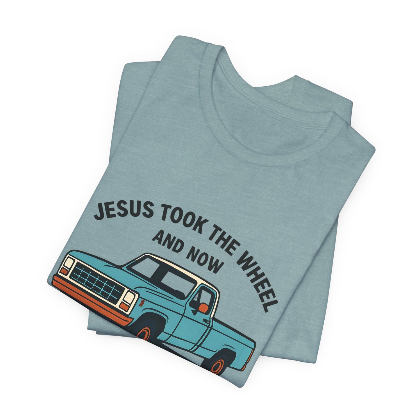 Jesus Took the Wheel Tee, Funny Christian Shirt, Shotgun Humor T-Shirt, Gift for Car Lovers, Casual Faith-Based Apparel