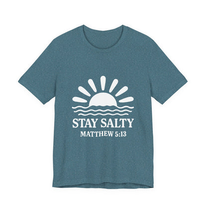 Stay Salty Unisex Short Sleeve Tee - Perfect for Beach Days, Casual Outings, Gifts, Summer Vibes, Bible Verse Apparel