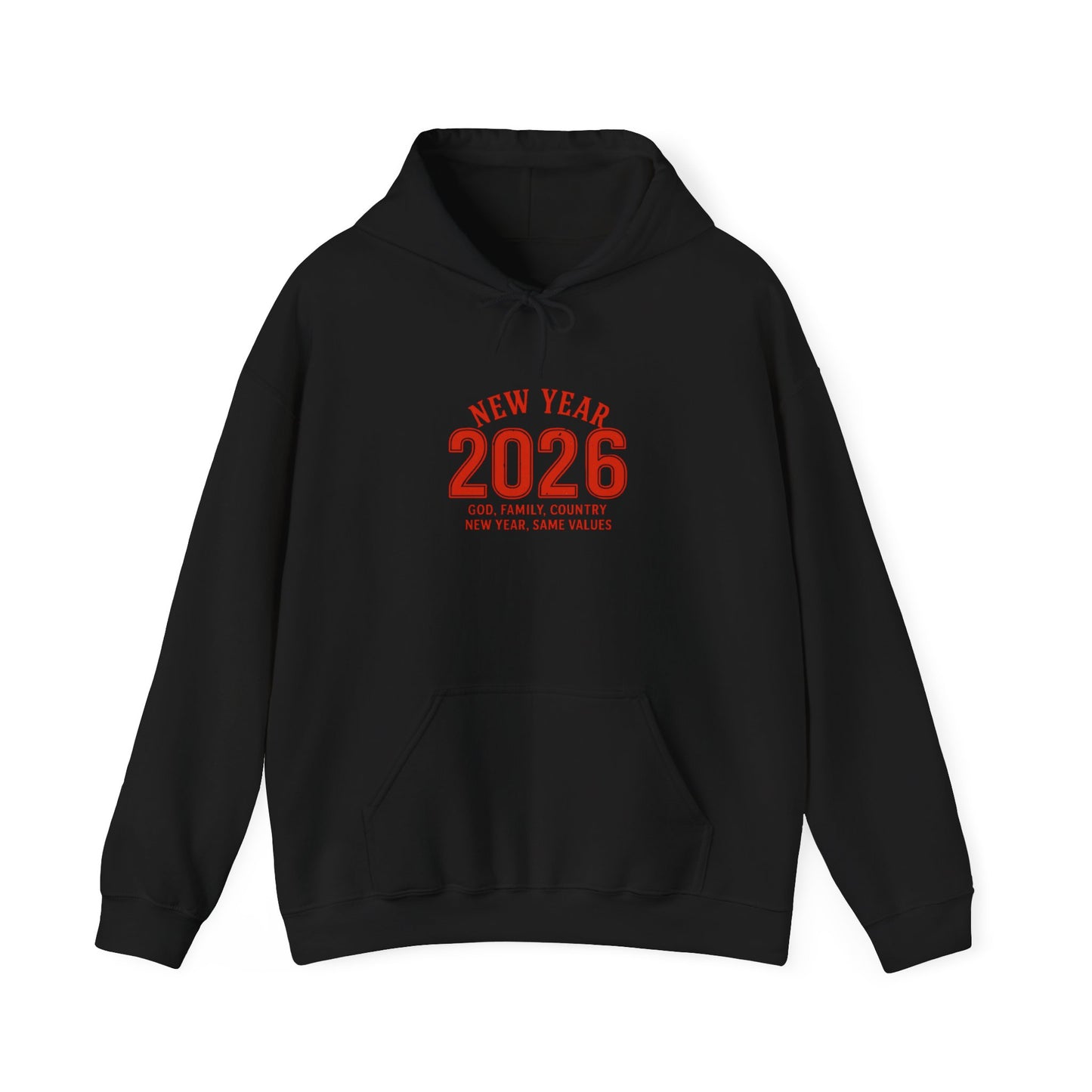 2026 New Year Hoodie - Minimal Red Celebration Sweatshirt