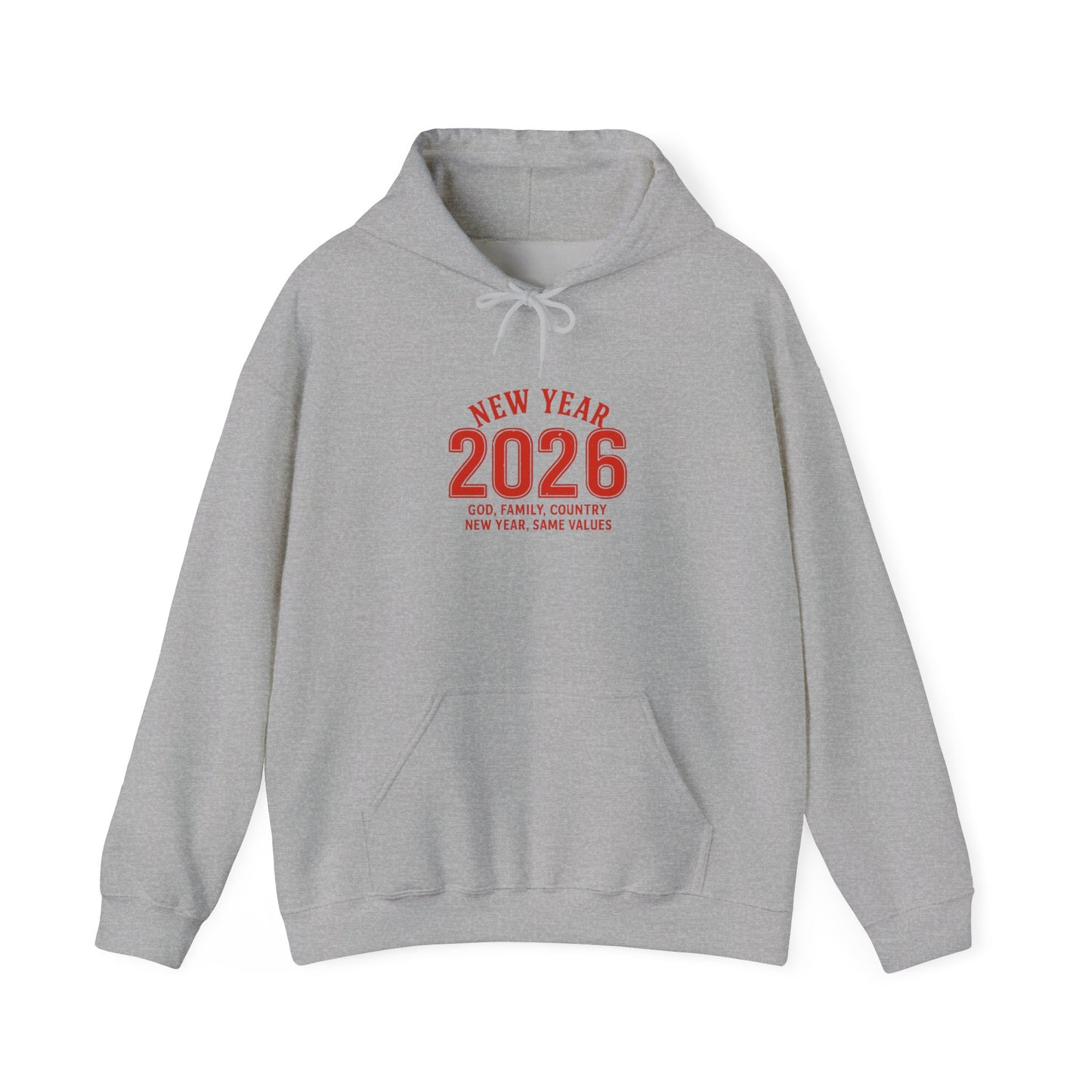 2026 New Year Hoodie - Minimal Red Celebration Sweatshirt