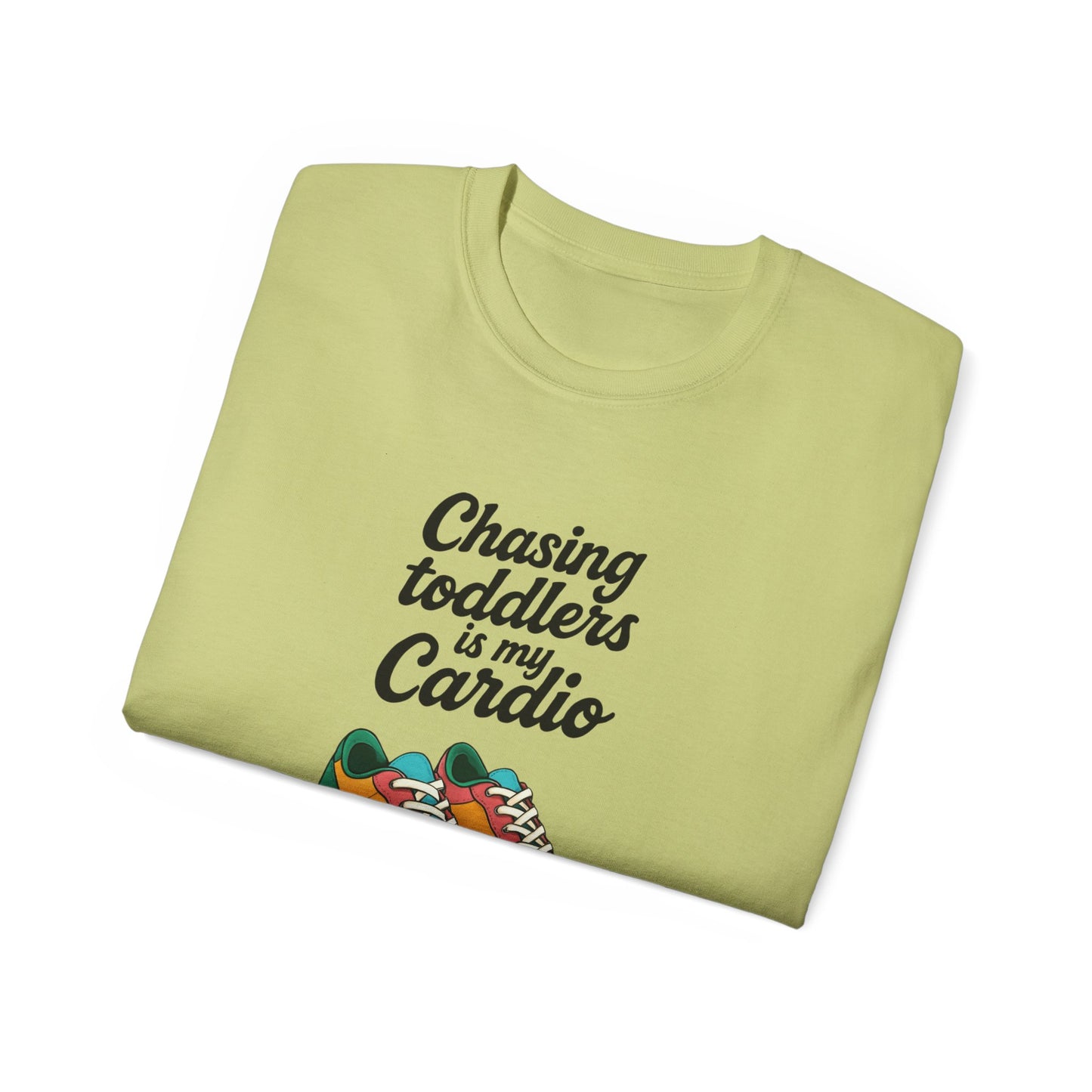 Chasing Toddlers Is My Cardio Unisex Ultra Cotton Tee, Funny Parent Shirt, Gift for Moms and Dads, Casual Wear, Toddler Parenting Humor