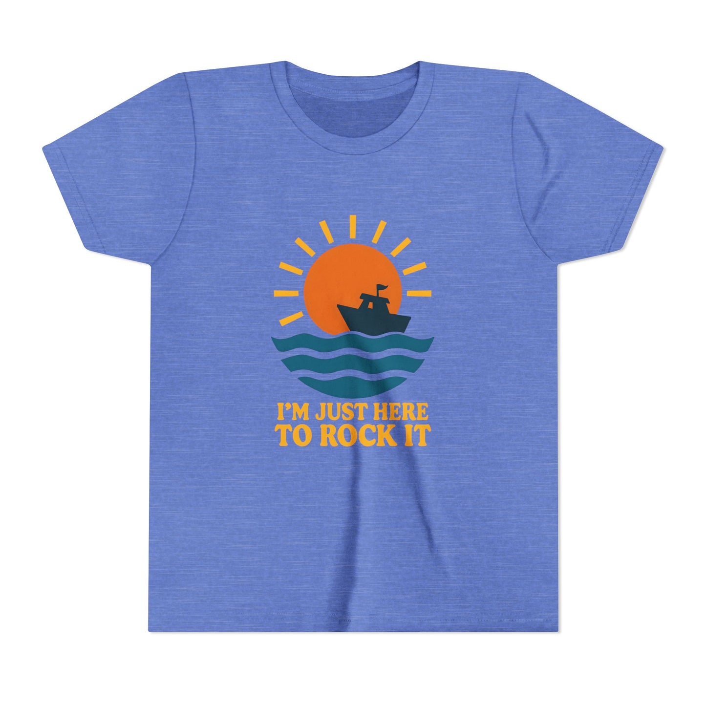 Youth Short Sleeve Tee - I'm Just Here to Rock It, Fun Summer Shirt, Kid's Beach Tee, Gift for Young Explorers, Adventure Outfit