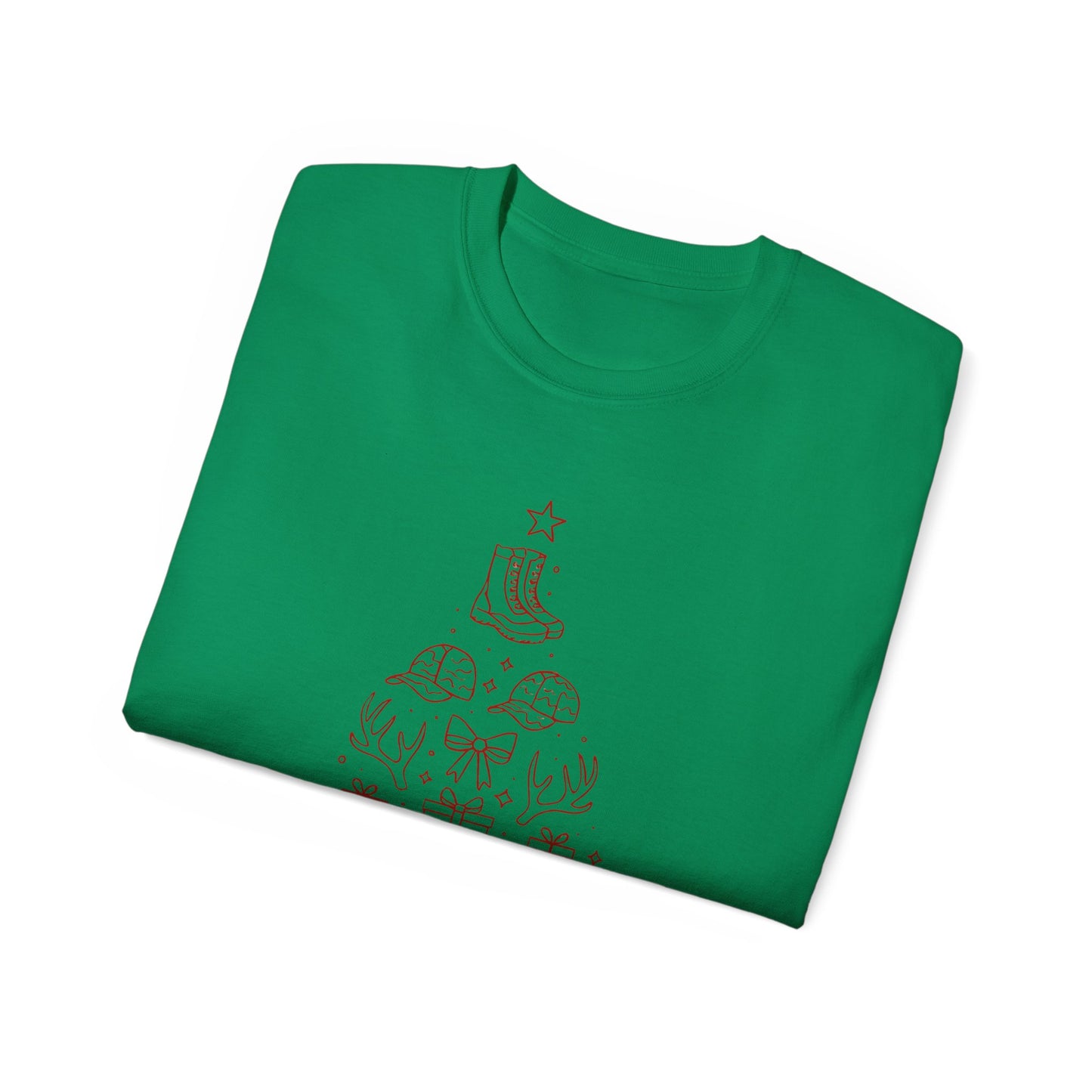 Merry Christmas Y'all Tee – Minimal Holiday Tree Graphic Cotton T-Shirt