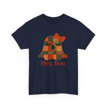 Hey Boo Halloween Tee, Unisex Cotton Shirt for Ghost Lovers, Spooky Apparel, Cute Halloween Gift, Trick or Treat Shirt