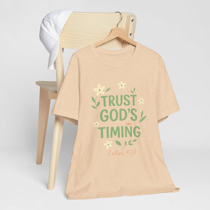 Trust God's Timing Tee, Inspirational Short Sleeve Shirt, Faith-Based Apparel, Gift for Believers, Bible Verse Tee, Everyday Wear