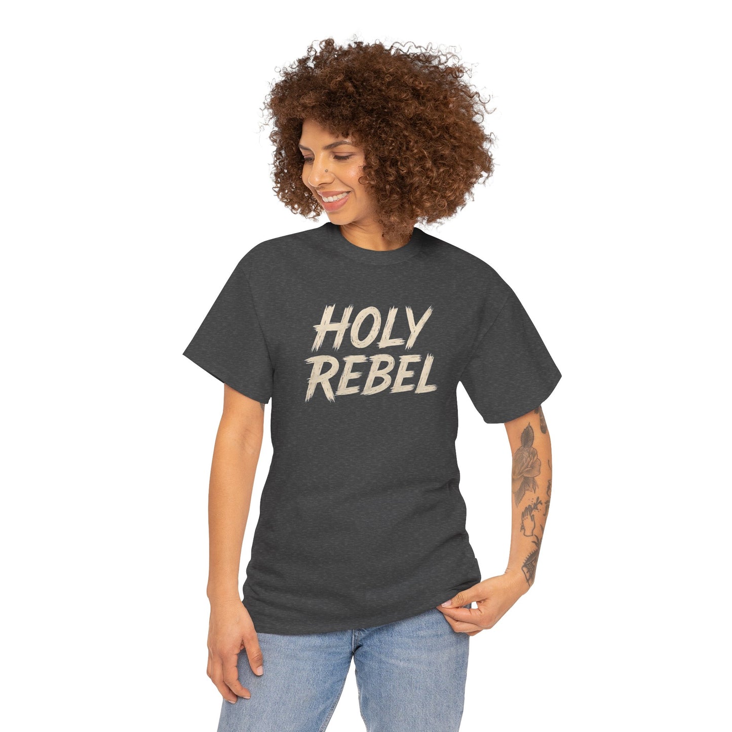 Holy Rebel Unisex Heavy Cotton Tee, Inspirational Christian T-Shirt, Unique Gift for Rebels, Faith-Based Apparel, Motivational Quote [...]
