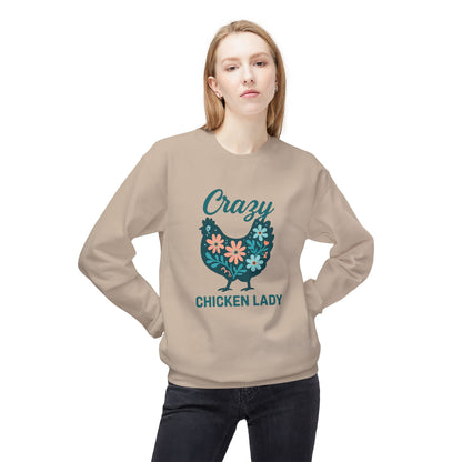 Crazy Chicken Lady Sweatshirt — Floral Hen Crewneck for Chicken Lovers