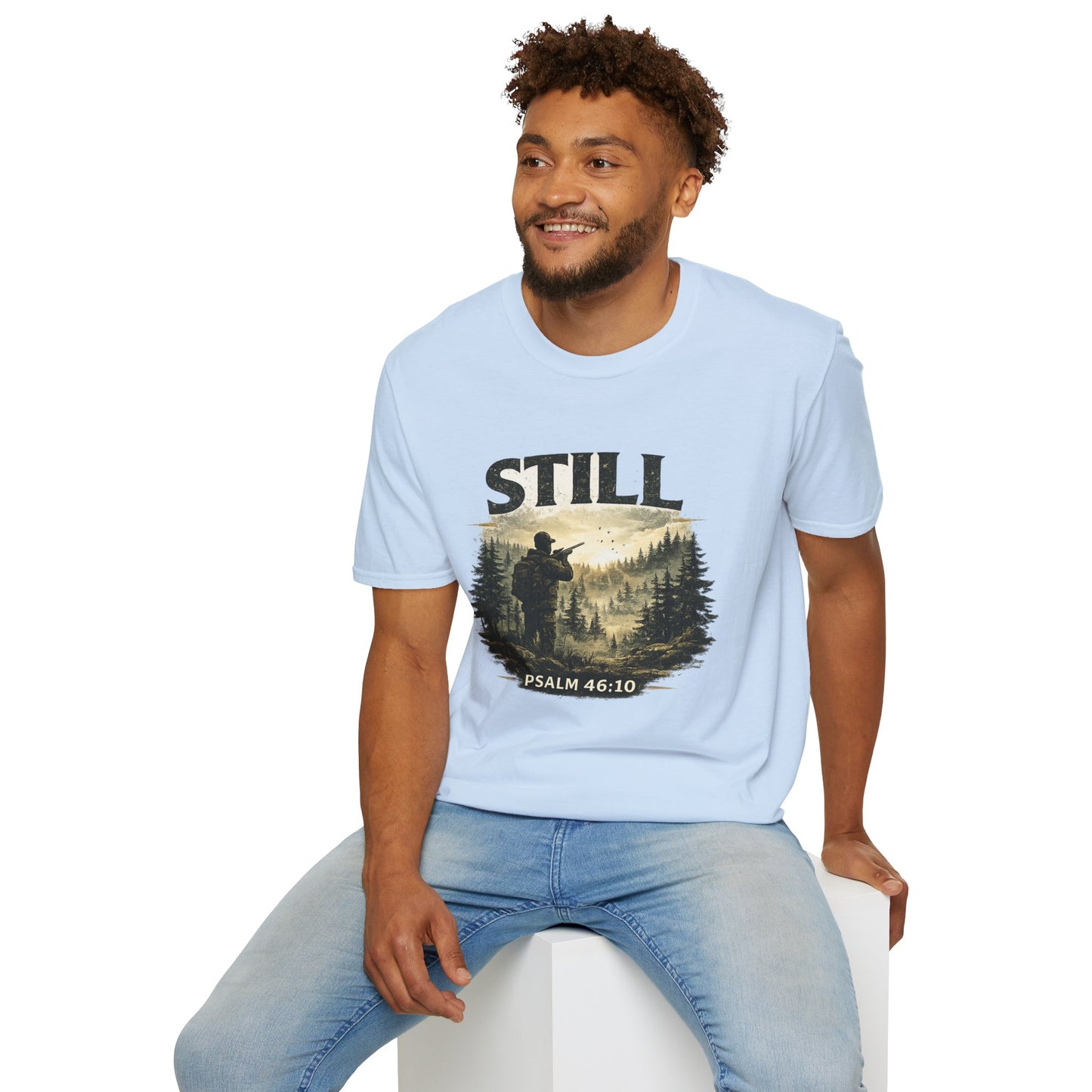 Still Psalm 46:10 T-Shirt — Rustic Outdoors Christian Faith Tee