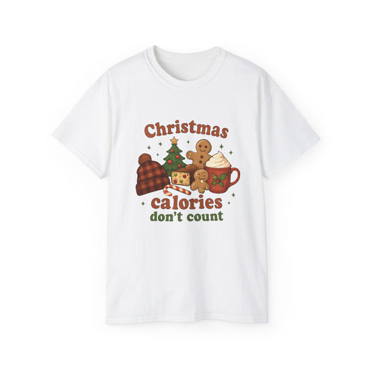 Christmas 'Calories Don’t Count' Tee - Holiday Cookie & Cocoa Graphic Shirt