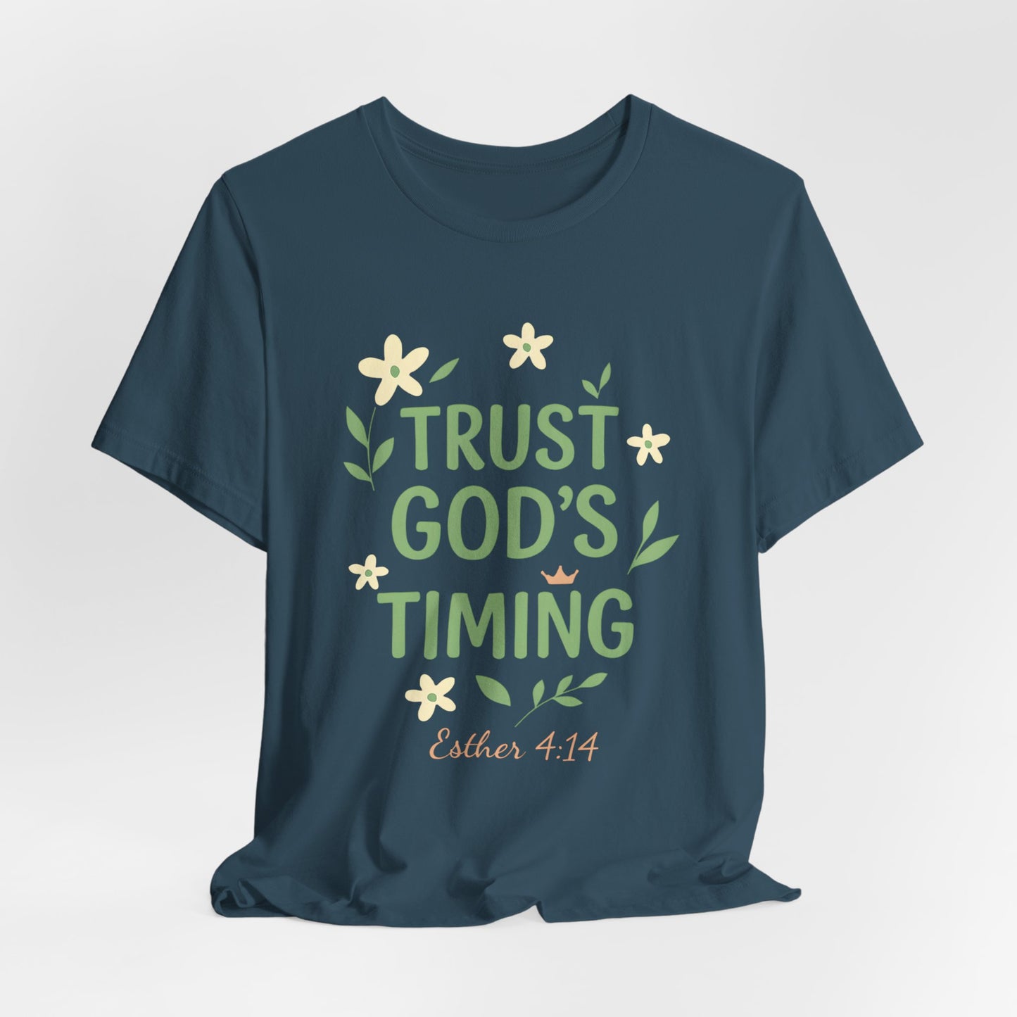 Trust God's Timing Tee, Inspirational Short Sleeve Shirt, Faith-Based Apparel, Gift for Believers, Bible Verse Tee, Everyday Wear