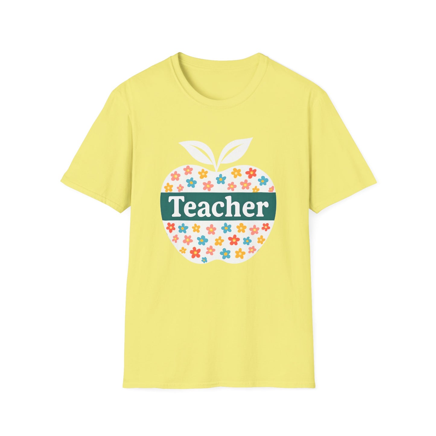 Teacher Appreciation Orange T-Shirt, Gift for Educators, School Spirit Wear, Teacher's Day, Floral Design, Unisex Softstyle Tee