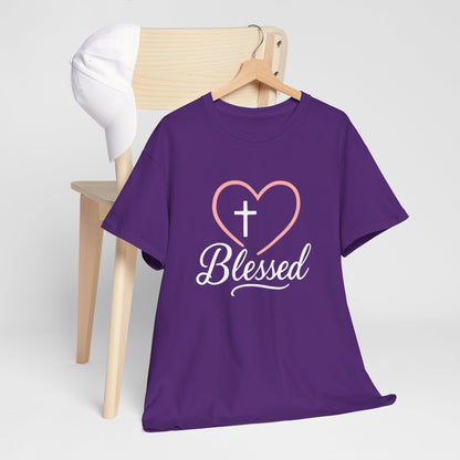 Blessed Unisex Heavy Cotton Tee - Faith T-Shirt, Christian Apparel, Gift for Her, Inspirational Shirt, Everyday Wear
